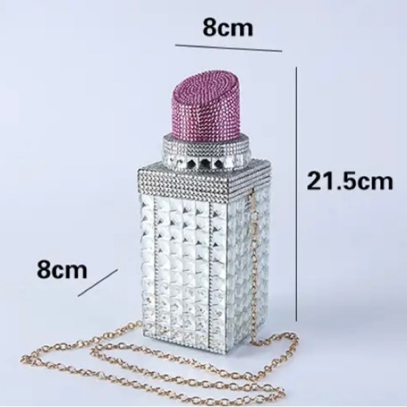 NWOT Red Lipstick Diamond Rhinestone Purse Luxury Handbag Clutch Pouch Prom Bag - Picture 11 of 11